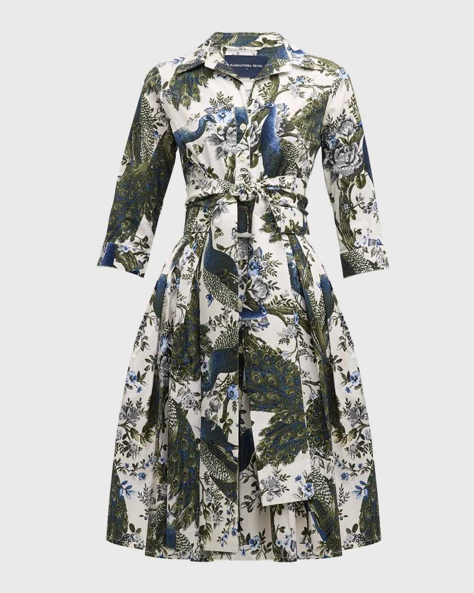 Audrey 2 Pleated Stretch Cotton Midi Shirtdress